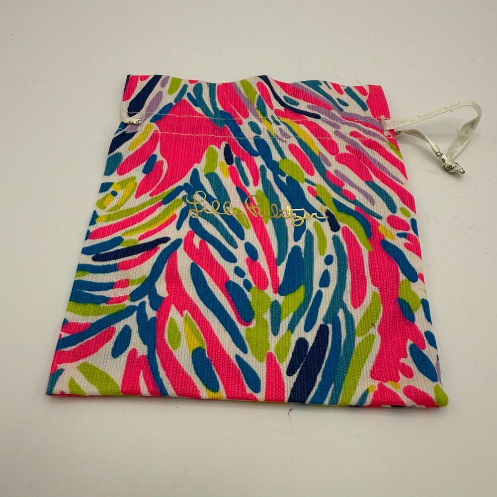 Lilly Pulitzer Drawstring Mini Pouch 7" X 6.5" Multicolor Abstract